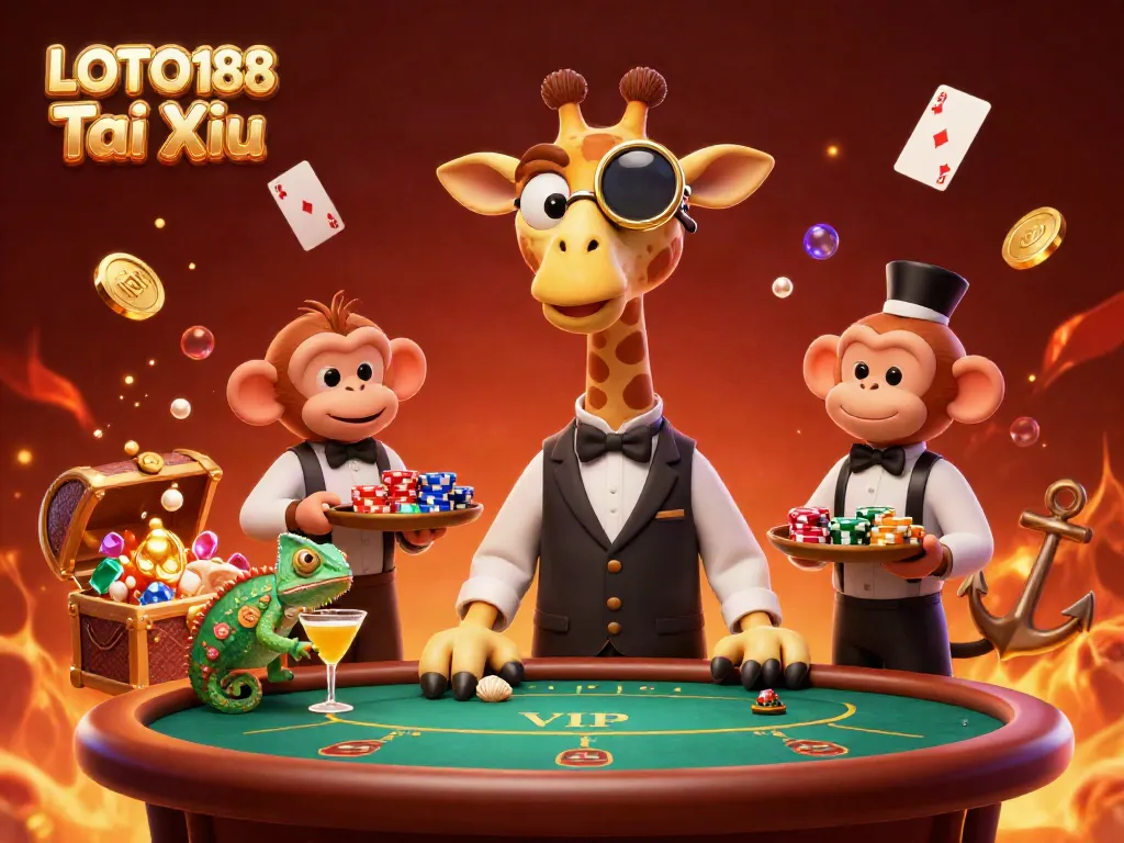 Experience thrilling LOTO188 Tai Xiu action with animated characters in a vibrant casino setting.