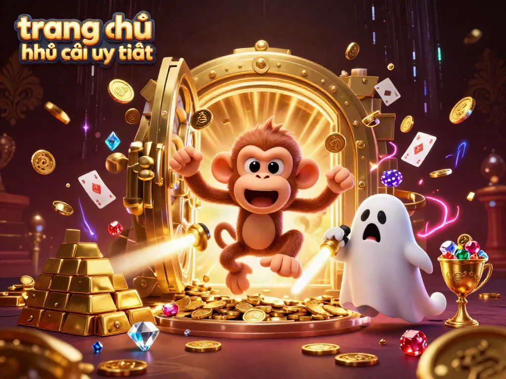 Experience "trang chủ nhà cái uy tín" with an energetic ghostly illustration, full of casino elements and treasures.