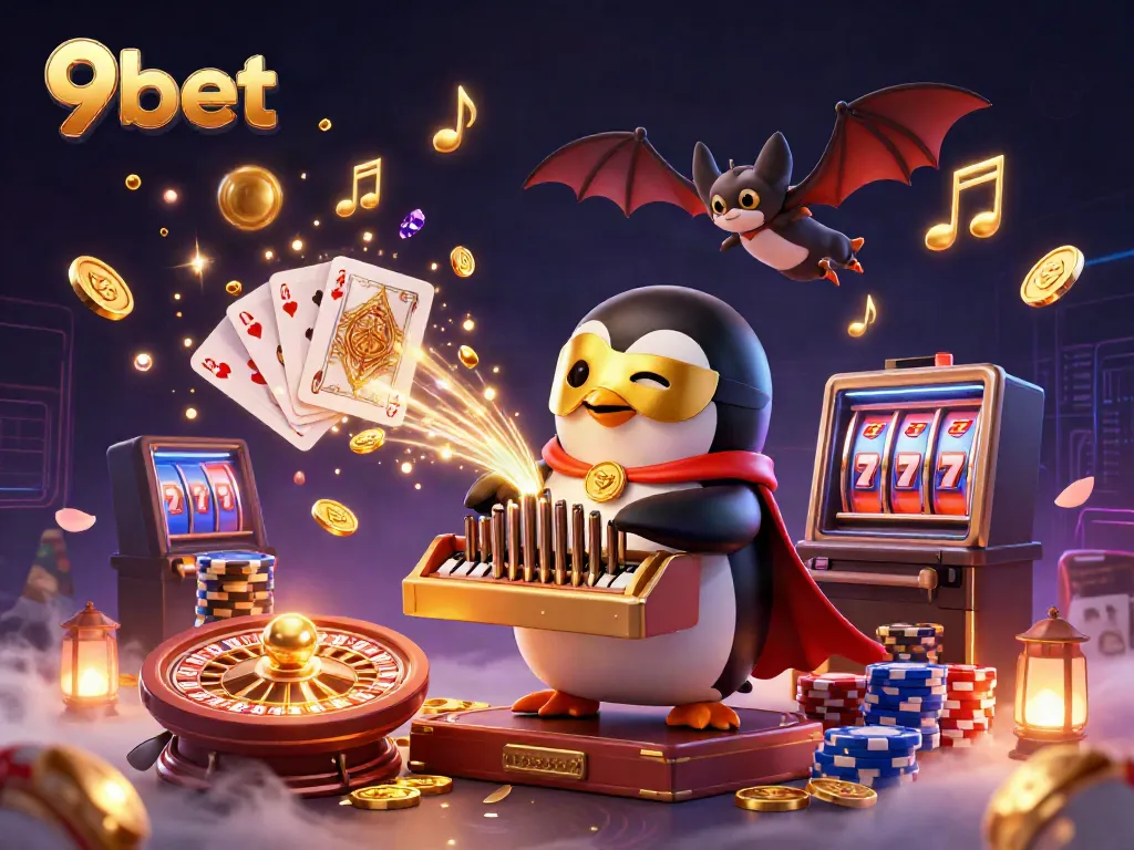 Experience excitement at 9bet casino with a vibrant scene of gaming and casino fun.