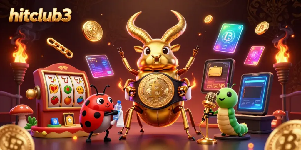 Join the excitement with hitclub3 as the giant stag beetle competes for the jackpot among vibrant slot game elements.