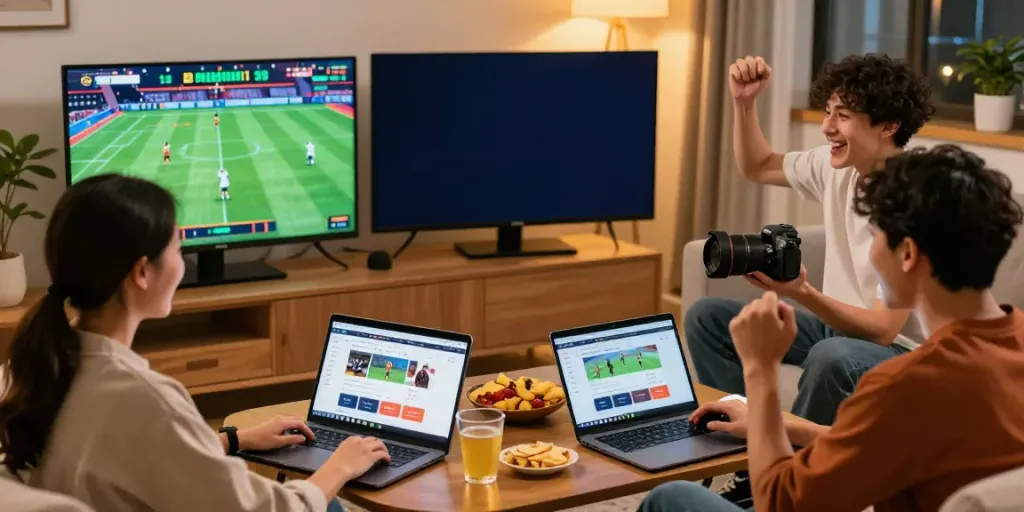Friends engaging with https://net88.broker/ platform during fun game night in a cozy living room.