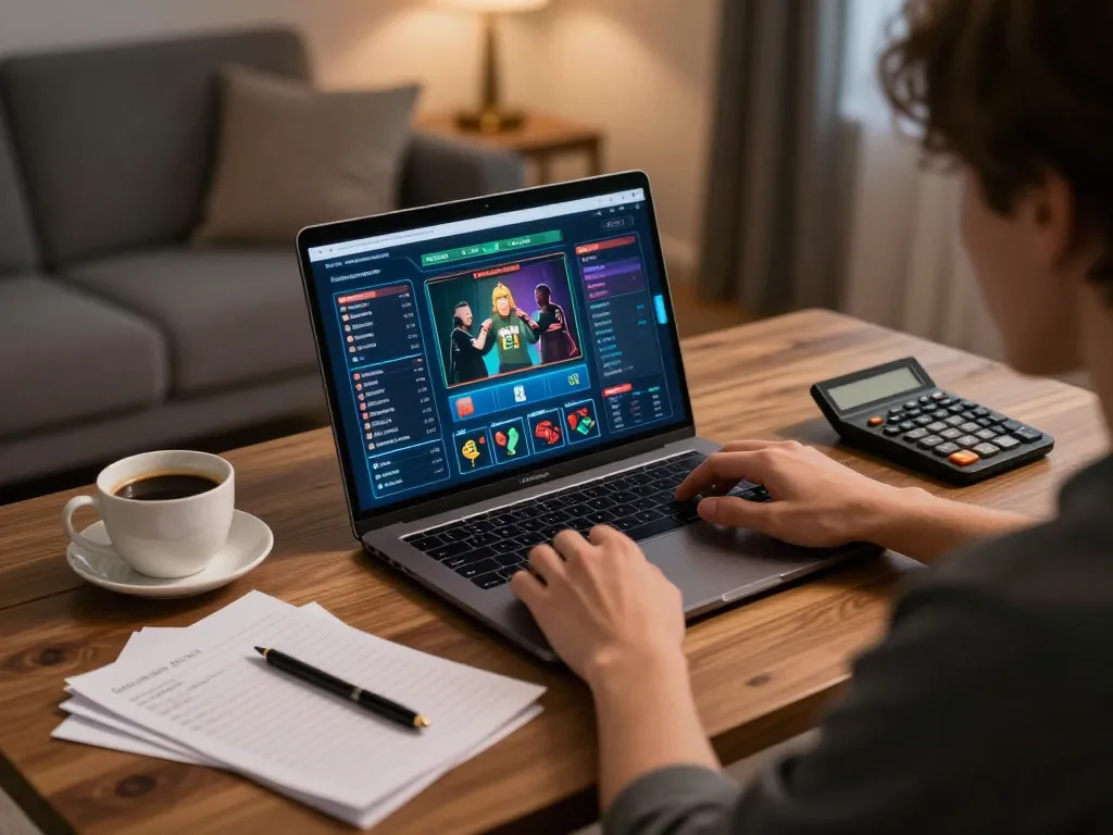 Analyzing betting strategies with Keo nha cai in a cozy home setup, emphasizing responsible gaming.