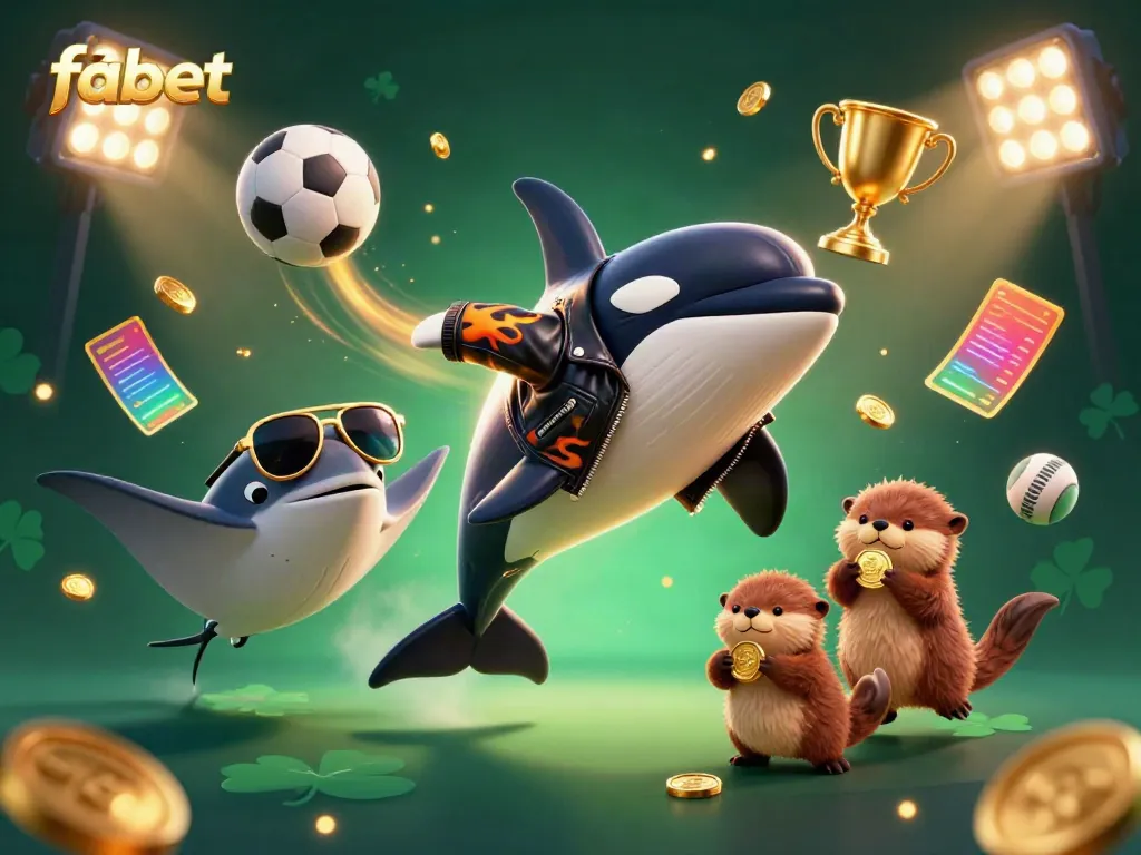 Experience the exciting world of fabet through a whimsical casino-themed illustration featuring playful sea creatures and dynamic sports elements.