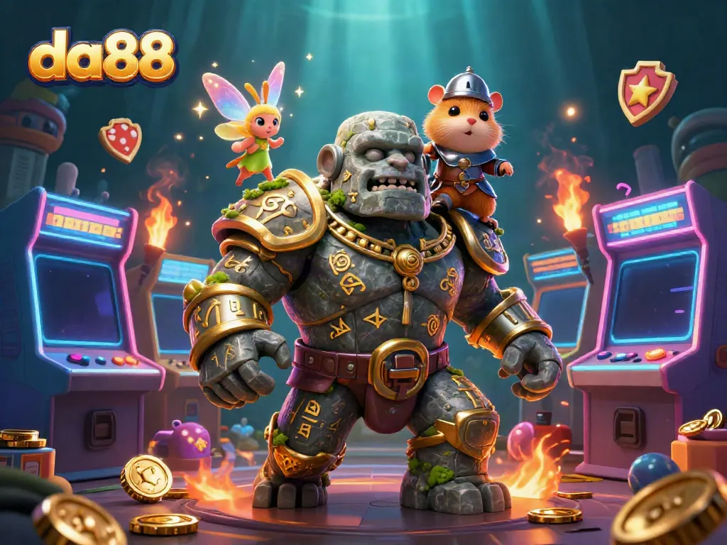 Engaging scene of da88 characters with casino elements, showcasing excitement and magic in gambling.