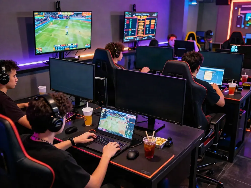 Dynamic online gaming environment showcasing players engaged with SV88 platform, vibrant colors and ambient lighting.