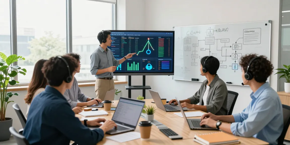 Collaborative IT support business meeting showcasing professionals optimizing system performance.