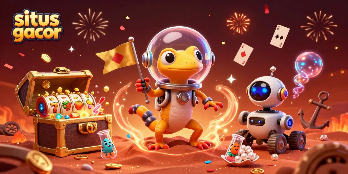 Experience the excitement of situs gacor with a vibrant cartoon casino scene filled with imaginative characters.