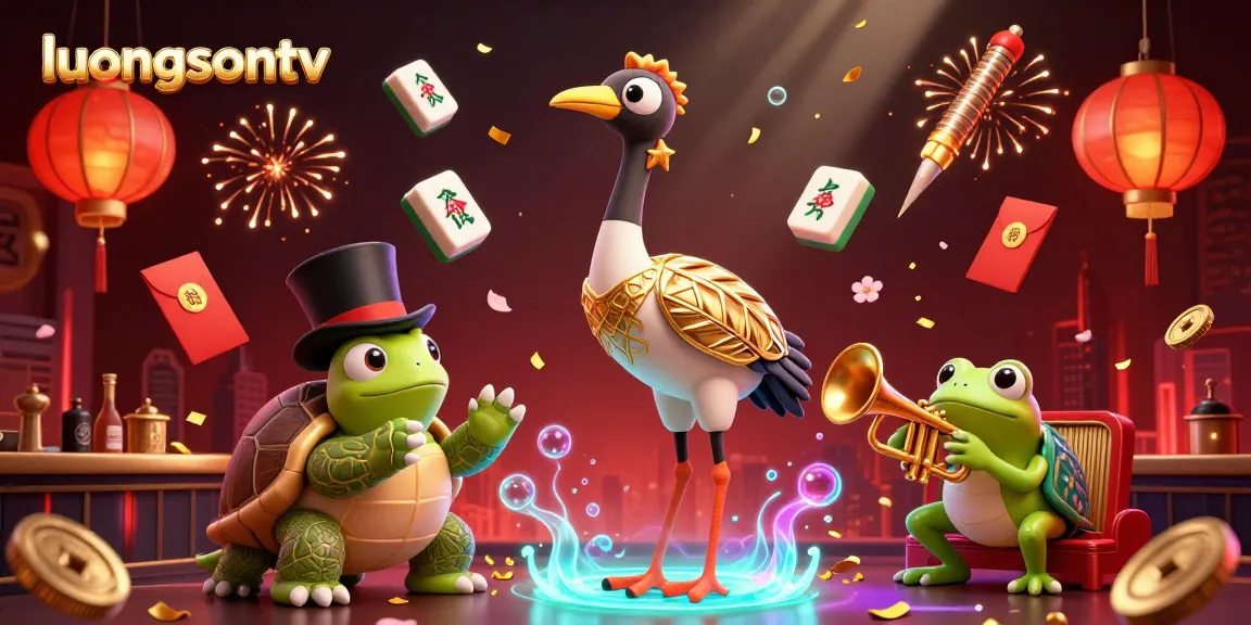 Engage with the vibrant luongsontv world of immersive gambling activity featuring an art deco crane, turtle, and frog.