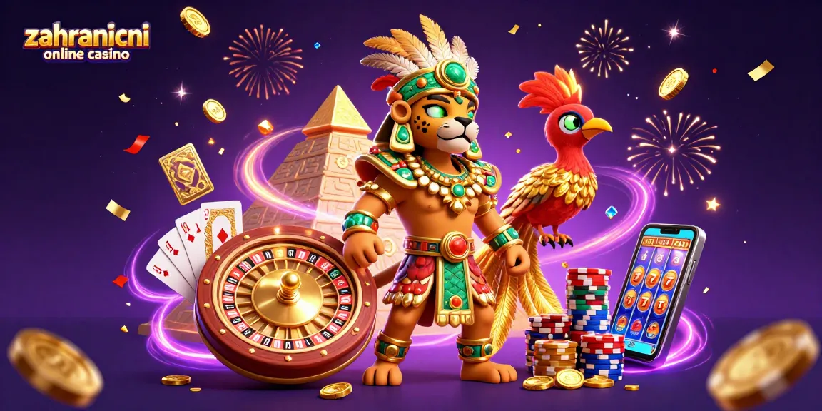 Vyhrajte se zahraničním online casinem na dynamické 3D ilustraci s jaguárem a quetzalem.
