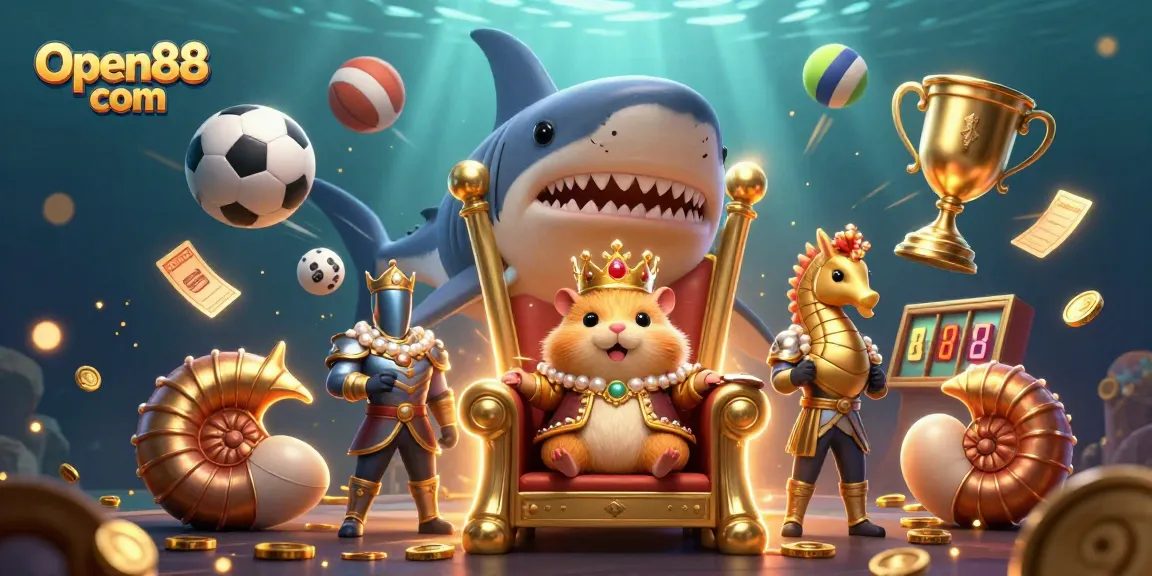 Engage in thrilling gameplay at Open88 com with dynamic sports elements and a regal hamster king.