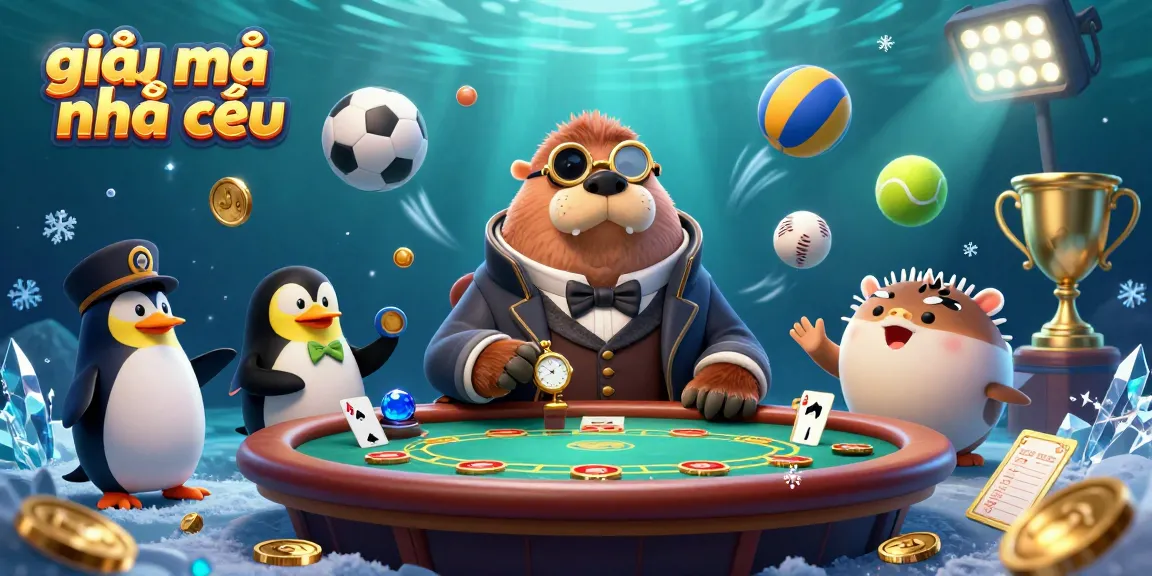 Engage with giải mã nhà cái in a thrilling underwater poker scene featuring animated characters and dynamic sports elements.